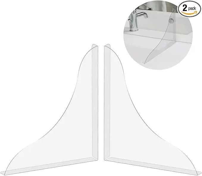 2 Pack Bathtub Shower Splash Guard, Splash Guards for Bathroom Bath Tub Corner with 3M Super Viscose, Clear Bathtub Splash Guads