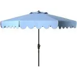 Safavieh Venice 9-Foot Crank Outdoor Umbrella. - Baby Blue/White