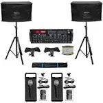 Rockville Karaoke Machine System w/(2) 10" Speakers+Bluetooth Pro Mixer Amp+Mics