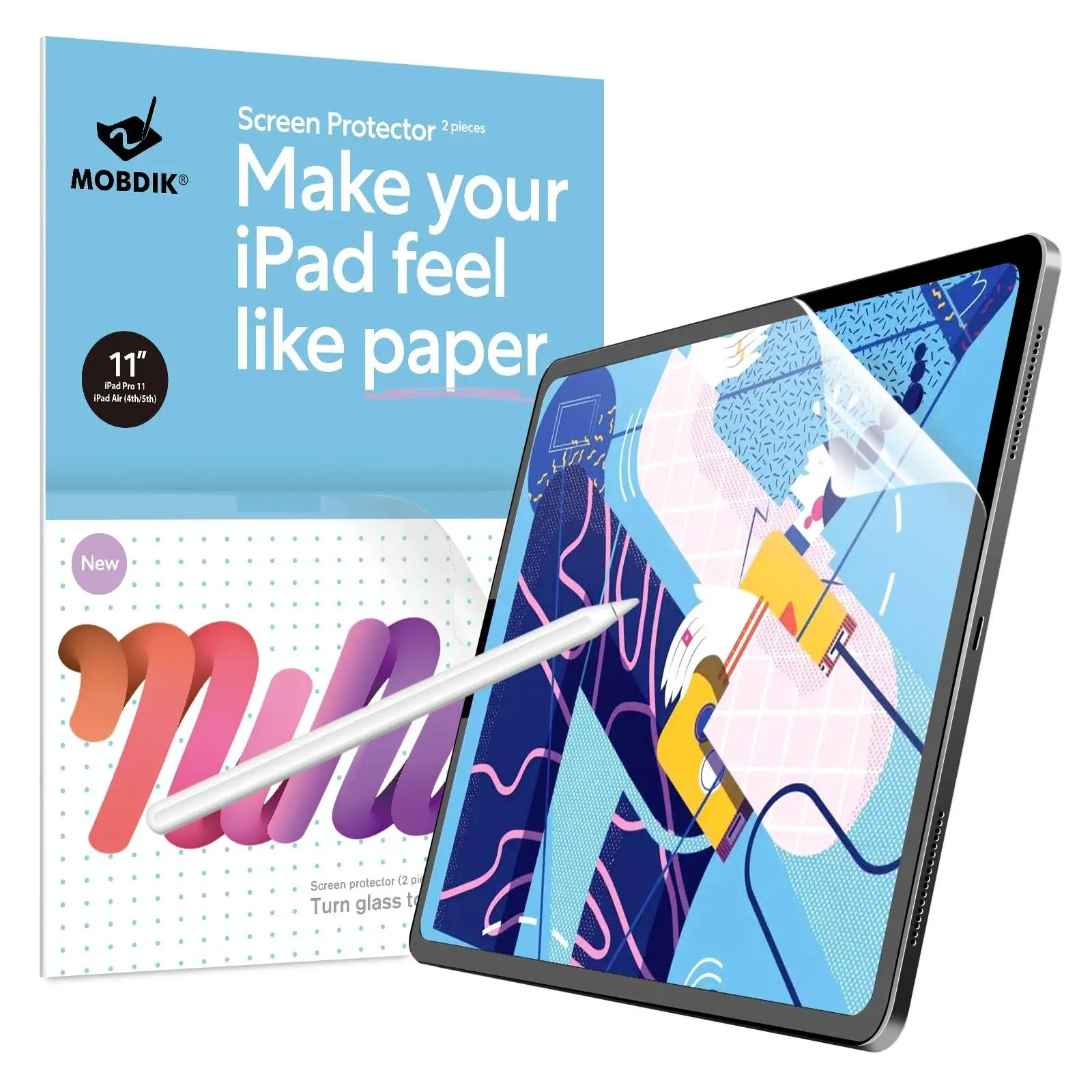 MOBDIK 2 Pack Paperfeel Screen Protector Compatible with iPad 10th Generation (2022) & iPad Air 11 M2 (2024) New Version Crafted for Natural Writing, Less Reflection, Nib Friendly