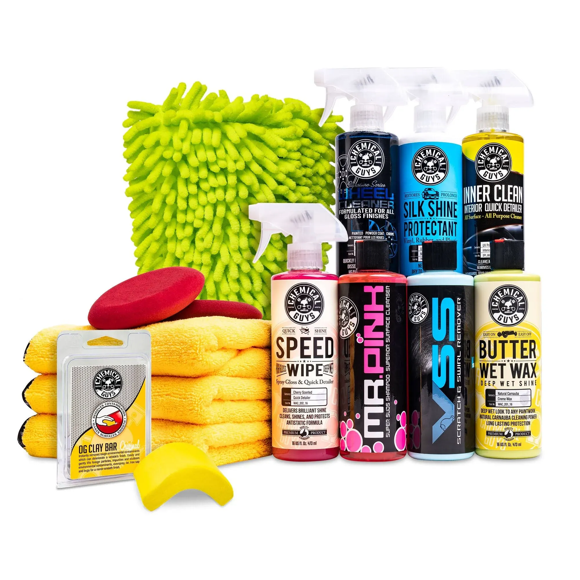 Chemical Guys Complete Car Care Gift Kit Yellow 16 oz Remove Grime