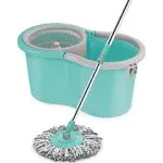 Spotzero by Milton Spin mop and Bucket with Wringer, Extendable Handle 360 Spin mops for Floor Cleaning, 1 Microfiber Refills, Aqua Green, Ace Spin Mop