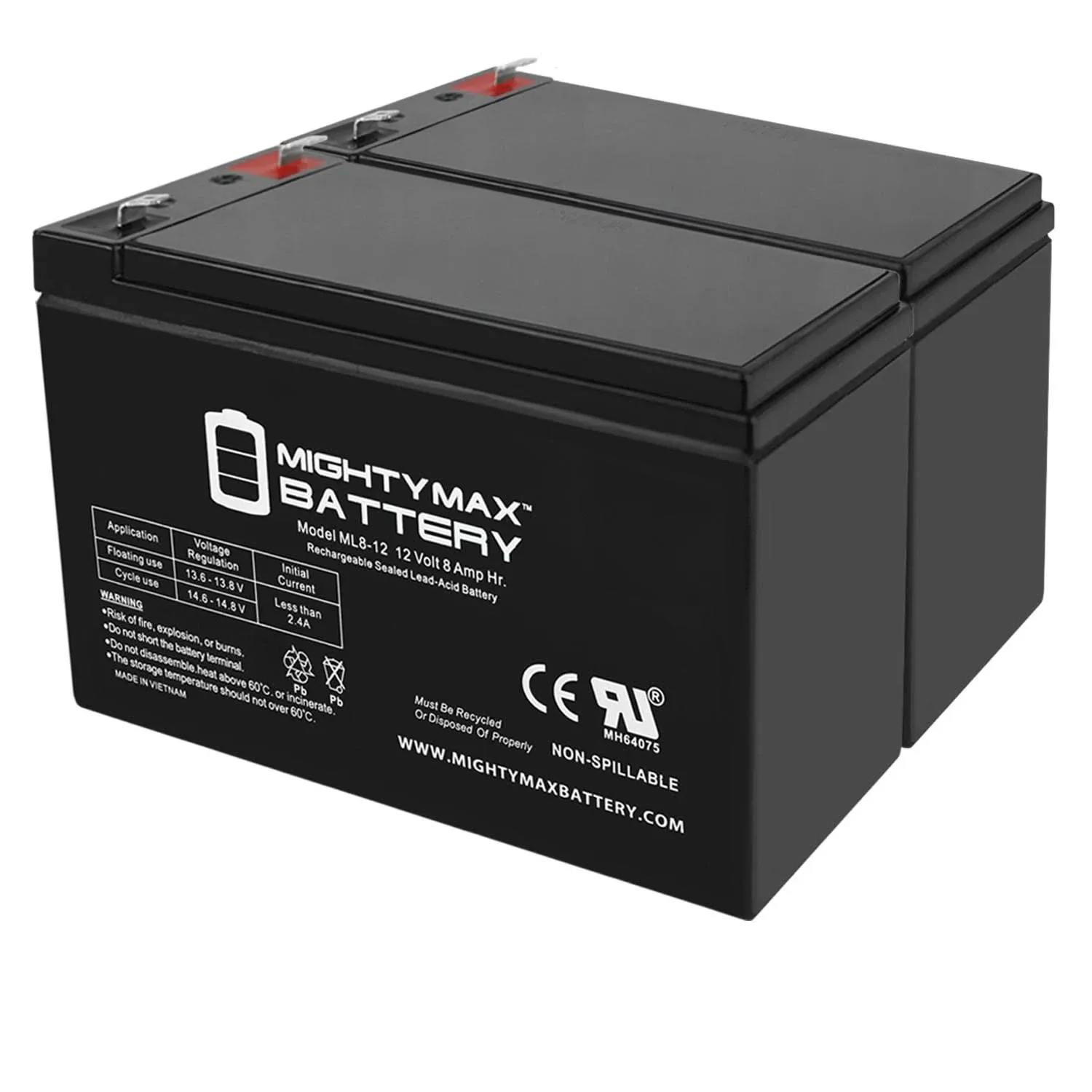 Mighty Max Battery 12V 8Ah Sla Battery for Razor Mx350, MX400 Dirt Bike - 2 Pack