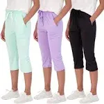 3-Pack: Women's Capri Silky Soft Open Bottom Sweatpants with Drawstring - (Available in Plus Size)