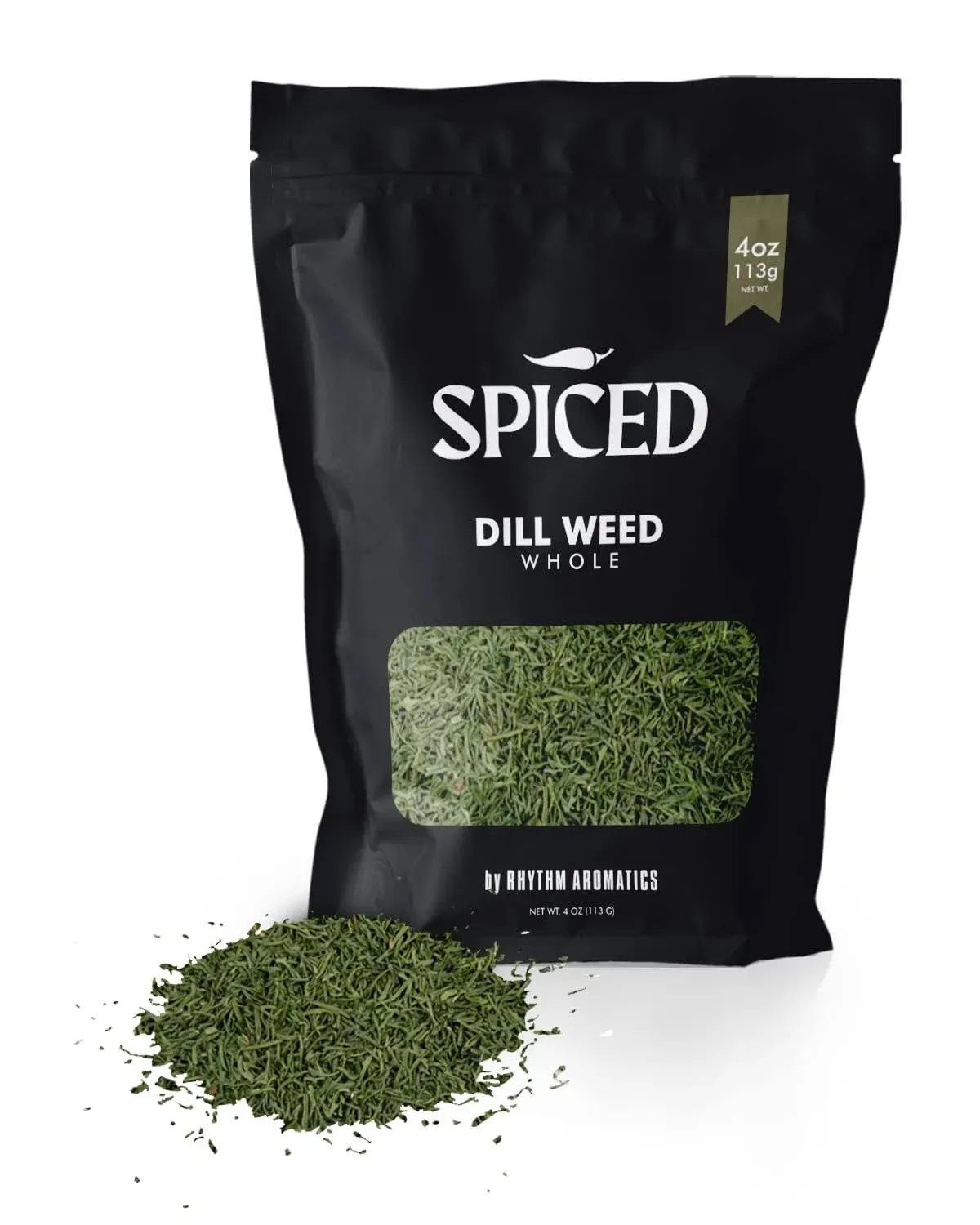 Rhythm Aromatics Spiced Dill Weed 4 oz of Whole Dill Weed in Closable Bag for Cooking Great for Fish Vegetable Salad and Pickles