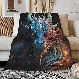 Ultra Soft Flannel Fleece Throw Blanket Dragon All Season Warm and Cozy Quilt Blanket for Bed Sofa Couch 50"X40"for Kids