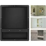 Suteck 16 in. W x 20 in. H x 4 in. D Shower Niche Ready for Tile Double Shelf for Shampoo Toiletry Storage in Black