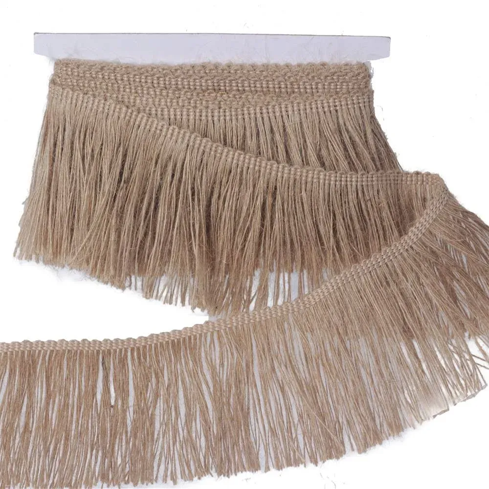 Burlap Fringe Trim Tassel Jute Lace 4 Inch Width 5 Yards Long for Clothes Acc...