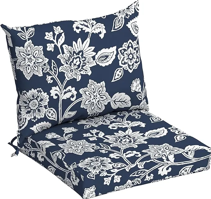 Arden Selections Outdoor Dining Chair Cushion, 21 x 21, Rain-Proof, Fade Resistant 21 x 21, Sapphire Blue Ashland Jacobean