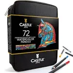 Castle Art Supplies 72 Watercolor Pencils Set - Wet & Dry - With Tin Box  - New