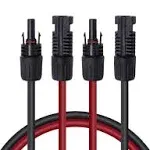 Renogy 20ft 12AWG Solar Panel Female and male Connectors, Extension Cables-Pair, 1 Pair 20' 12 Gauge Red and Black