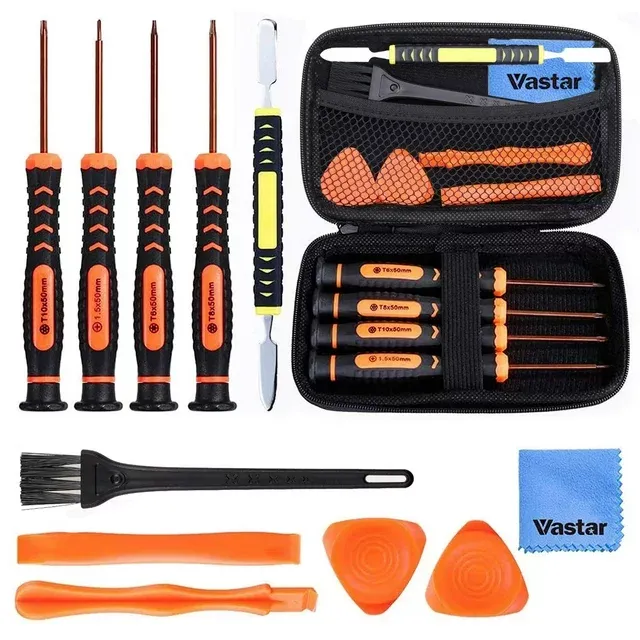 Vastar Repair Tool Kit for Xbox One 360 PS3 PS4 PS5 Controller XBOX series X|S, 12 in 1 T6 T8 T10 Xbox One Screwdriver Set with Cross Screwdriver 1.5, Safe Pry Tools, Cleaning Brush