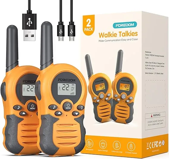 Rechargeable Walkie Talkies for Kids Walkie Talkies Long Range for Boy & Girl Age 3 to 12 Year Old Birthday Toys - 2 Pack