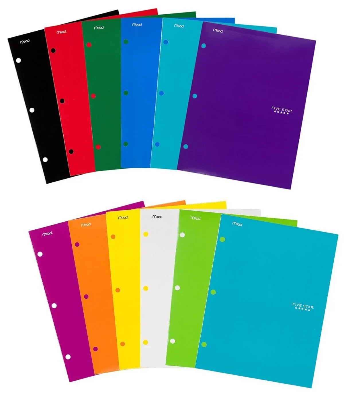 Five Star Pocket Folders, 4-Pocket, 12-1/2 inch x 9-1/2 inch, Assorted Colors, 12 Pack