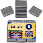 June Gold Kneaded Rubber Erasers Gray 6 Pack - Blend Shade Smooth Correct and Brighten Your Sketches and Drawings