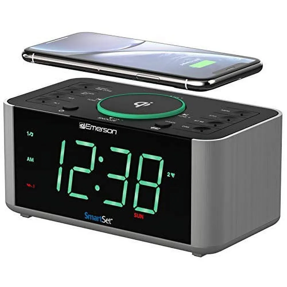 Emerson Alarm Clock Radio and Wireless Phone Ch arger