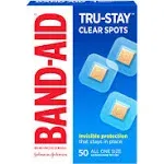 Band-Aid Brand Tru-Stay Clear Spots Discreet First Aid and Wound Care for Minor Cuts and Scrapes, All One Size, 50 Count