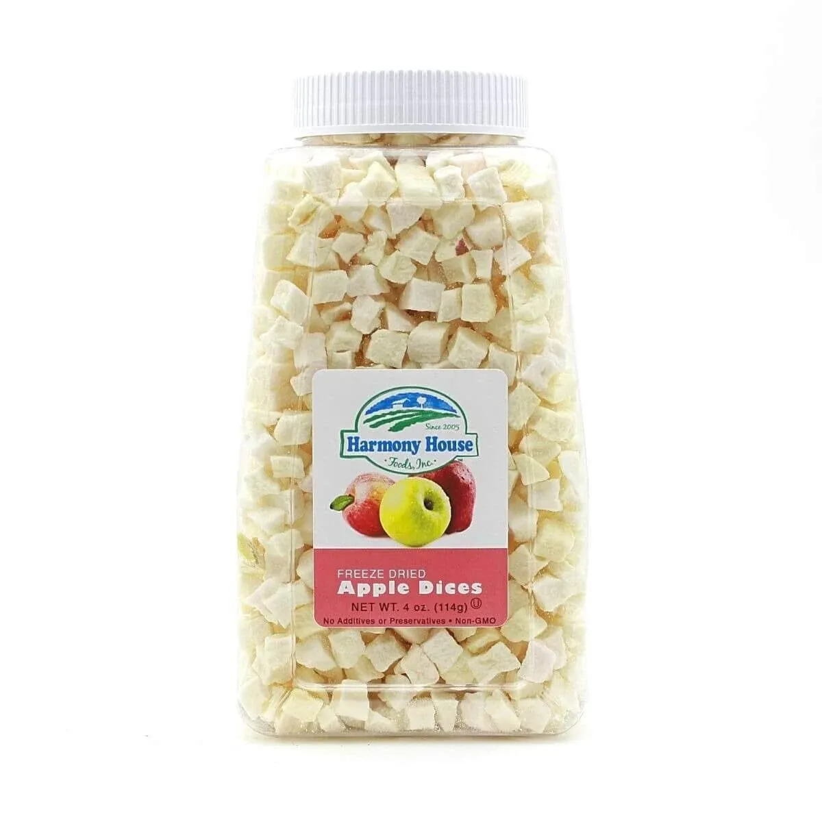 Harmony House Foods Freeze-Dried Apple Dices 4 oz Quart Size Jar