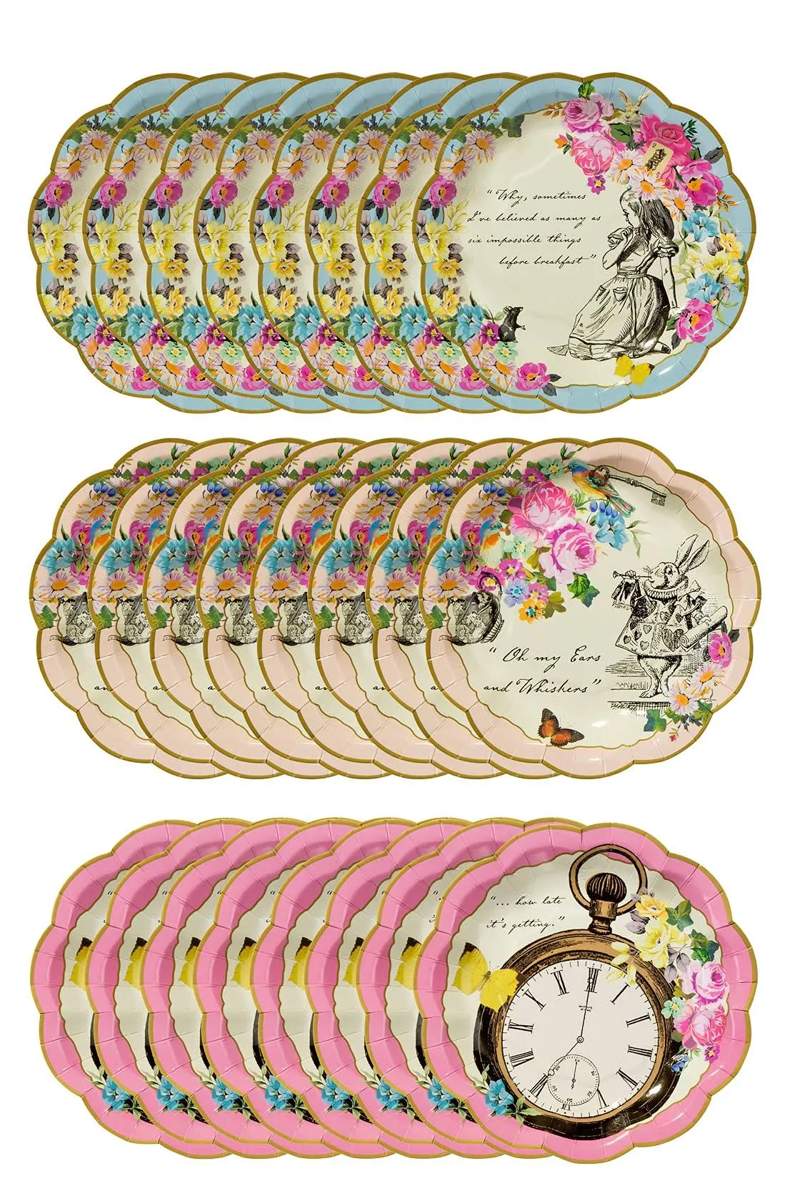 Talking Tables Pack of 24 Alice in Wonderland Themed Disposable | Paper Plates