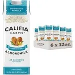 Califia Farms - Unsweetened Vanilla Almond Milk, 32 Oz (Pack of 6), Dairy Free, Vegan, Plant Based, Keto, Shelf Stable, Vegan, Gluten Free, Non GMO, Sugar Free, High Calcium, Smoothie