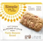 Simple Mills Almond Flour Bars, Nutty Banana Bread, Soft Baked - 5 pack, 1.19 oz bars