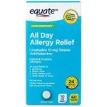 Equate Non-Drowsy Allergy Relief Loratadine Tablets 10 mg, Antihistamine, 60 Count, Size: 60 Tablets