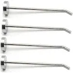 Long Nose Hook Single Hooks Robe Hook Stainless Steel 8-inch Length - Pack of 4