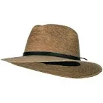 Men's Palm Braid Leather Band Fedora Hat