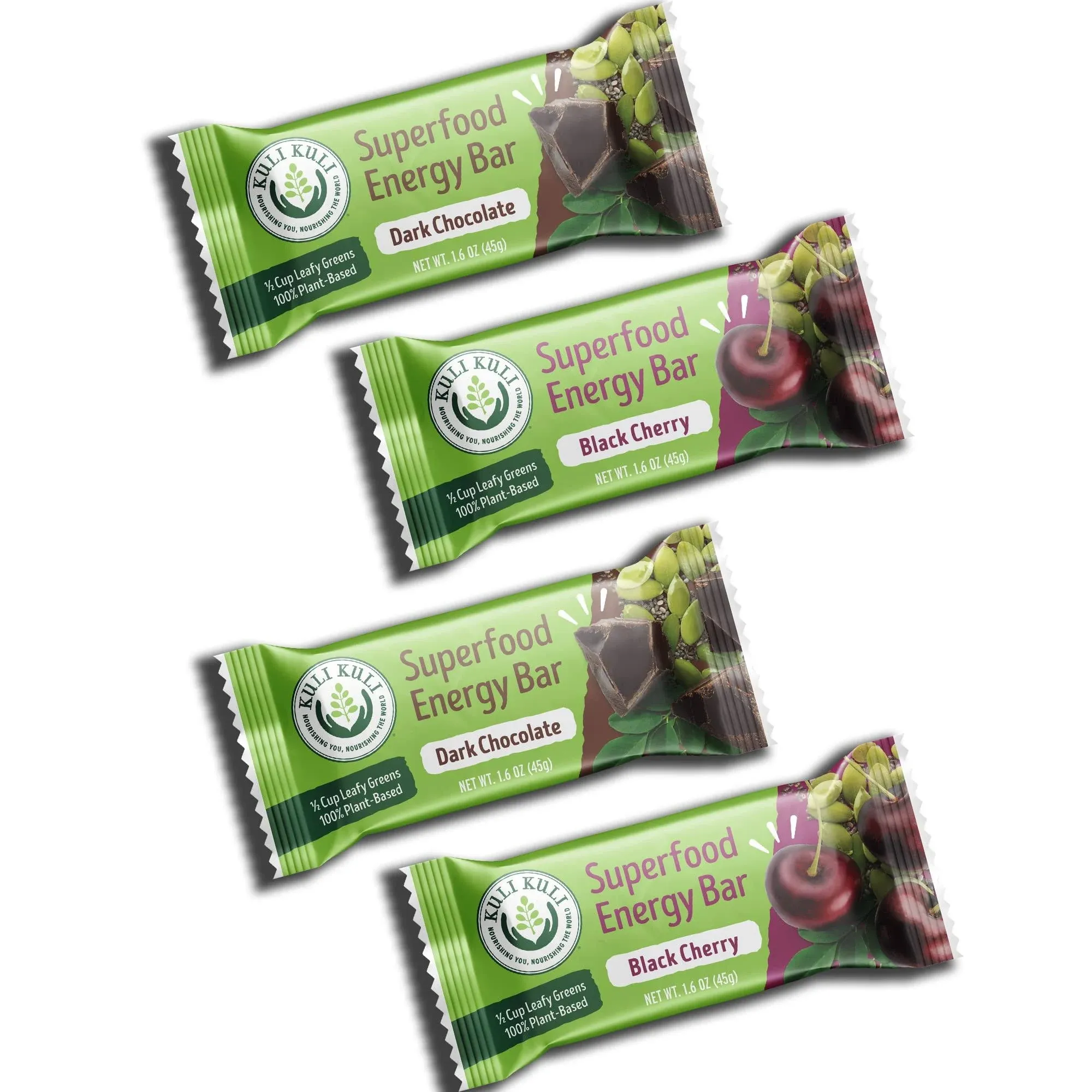 Kuli Kuli Moringa Powder Energy Bars - Gluten Free Vegan Snack Bars - Plant Based Energy Bars, 1.6 Ounce Moringa Bars, Variety, 6 Pack