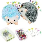 SolidGnik 2 Hedgehog Sewing Pincushion with 200 Pieces Sewing Pins Set for Sewing DIY Projects