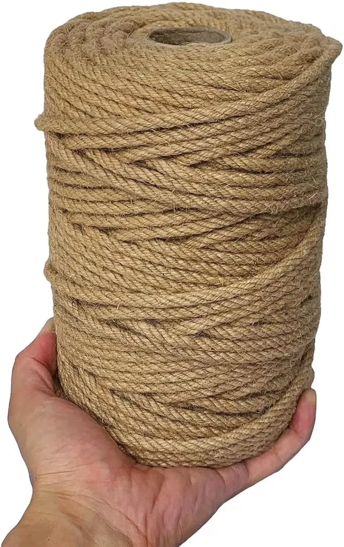 ILIKEEC Strong Jute Twine 4mm Thick 328Feet Natural Arts Crafts Jute Rope Durable Packing String for Gardening Applications (4mm 328ft)