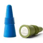 Rabbit Wine and Beverage Bottle Stoppers with Grip Top (Blue, Set of 2)