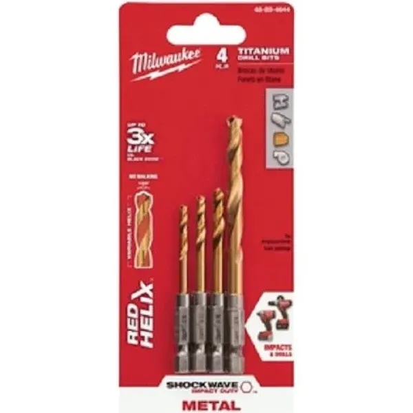 2 Packs of MILWAUKEE Impact Titanium Drill Bit 4 pc Set Metal CHN 48-89-4644