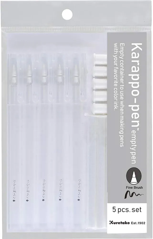 Karappo - Pen (Empty) Fine Tip - Brush 5 Piece Set