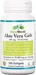 Nutriworth Aloe Vera Supplement (100 Softgels ) 20,000mg Pure Gel Equivalency Made with Organic Aloe Vera