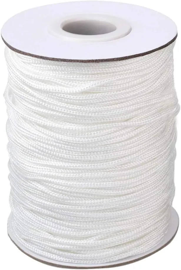 Vtete 1.8 mm × 100 Yards/Roll Braided Lift Shade Cord - White Polyester Shade Blinds Pull String Rope for Aluminum Blinds Windows, Roman Shade