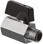 Kingston KMBVM Series Brass Mini Ball Valve, Lever, 1/4" NPT Male x NPT Female