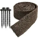 Black Rubber Mulch Border for Landscaping, 10', 120” x 4.5” Roll, Natural-Looking Permanent Garden Barrier for Plants, Vegetables, and Flowers, Recycled and Sustainable, 15 Plastic Anchors Included