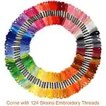 Paxcoo 124 Skeins Embroidery Floss Cross Stitch Thread with Needles