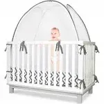 KinderSense Baby Safety Crib Tent - Premium Toddler Crib Topper to Keep Baby from Climbing Out - See Through Mesh Crib Net - Mosquito Net - Pop-Up Crib Tent