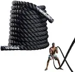 Max4out Battle Ropes 1.5 inch 30 ft - Polyester Workout Rope Heavy for Home Body Workouts Building Muscle, Black