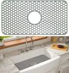 Silicone Sink Mat 24.8&#034;x 13&#034; Kitchen Sink Protector Grid Accessory With Cente...