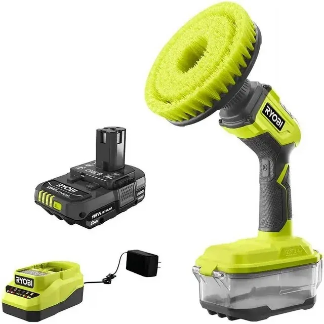 ONE+ 18V Cordless Compact Power Scrubber Kit with 2.0 Ah Battery and Charger