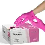 Fuchsia Hot Pink Nitrile Disposable Gloves - 50 Count - 3 Mil Nitrile Gloves Medium - Powder and Latex Free Rubber Gloves - Surgical Medical Exam Gloves - Food Safe Cooking Gloves