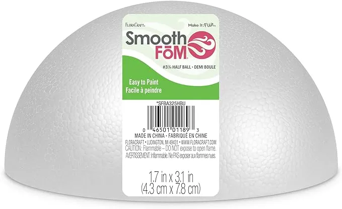 Smooth Styrofoam Half Ball 3.25"