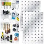 2 Pcs Pegboard, Metal Pegboard Wall Panels - Pegboard Wall Organizer System - Peg Boards for Walls, Small Peg Board Tool Storage, White Pegboard for