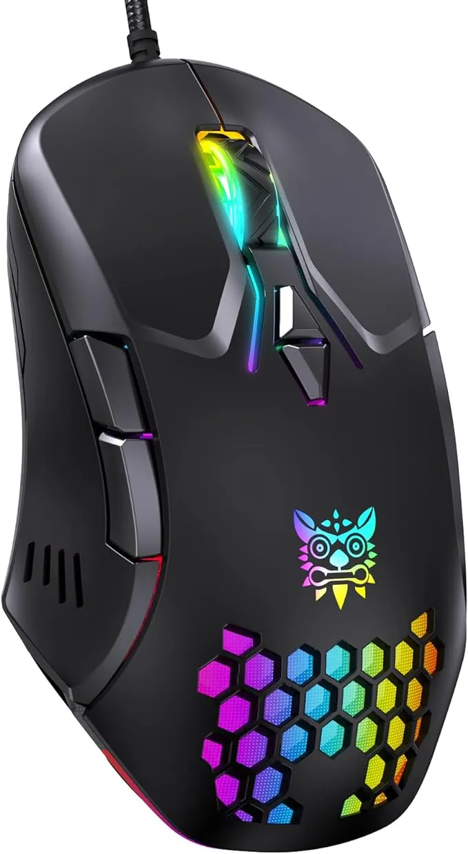 Gaming Mouse, Wired PC Entry Level Mouse with RGB Backlit and Adjustable DPI, Ergonomic Office Laptop Mouse, Computer Gamer Mouse with 7 Responsive Buttons for Windows/Mac/Linux/Chrome