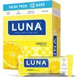 Luna Bar - Gluten Free Snack Bars - Lemon Zest - 8g of Protein - Non-GMO - Plant-Based Wholesome Snacking - On the Go Snacks (1.69 Ounce Snack Bars, 12 Count)