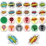 ganktowcoy 24pcs super theme hero cake toppers cupcake ring decor for kids hero theme birthday party supplies baking decorations party Favors