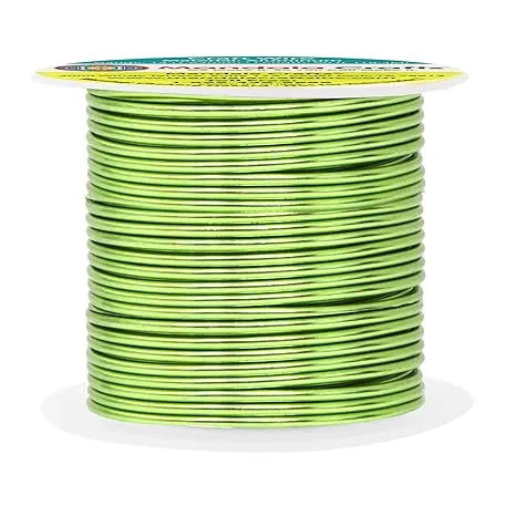 Mandala Crafts Anodized Aluminum Craft Wire for Jewelry Making - Bendable Flexible Lime Green Crafting Wire 14 Gauge Wire Colored for Bonsai - Armature Wire for Sculpting